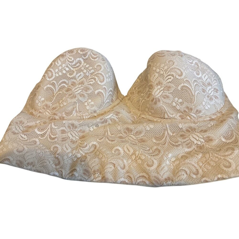 Cacique Lace Lingerie Bra 46DDD Bridal Corset Bustier Ivory Cream Adjustable VGC